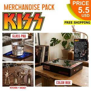 PACK DE MERCHANDISES KISS : Porte-clés, Plaque en Verre et Boîte Colorée Artisanale - Product Image 1