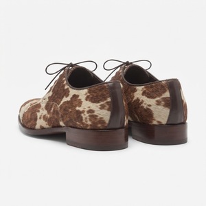 Chaussures habillées pour hommes en cuir véritable à imprimé vache, bout pointu, à lacets, toutes saisons, semelle antidérapante - Product Image 5