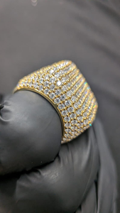 แหวนทรงสี่เหลี่ยมประดับเพชรโมอิสซาไนต์สุดหรู ชุบทองคำเหลือง ประดับเพชรเต็มวง สไตล์ฮิปฮอป สำหรับผู้ชายและผู้หญิง เหมาะสำหรับงานปาร์ตี้ - Product Image 6