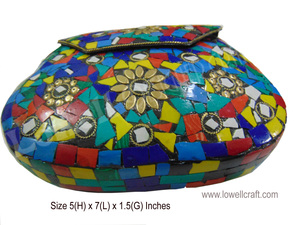 Pochette de soirée bohème florale mosaïque colorée avec fermeture magnétique et chaîne perlée en acrylique pour mariage - Product Image 3