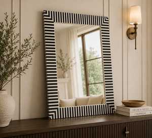 Floral Inlay Large Elegant Bohemian Handmade Eco-Friendly <b>Lightweight</b> Wall <b>Mirror</b> Floral Pattern for Bathroom Use Living Room - Product Image 4