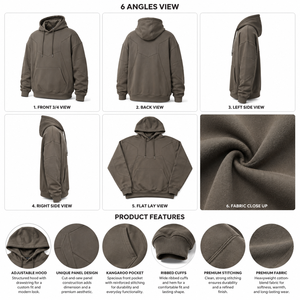 Sweat-shirt à capuche en molleton pour homme, couleur unie, coupe classique, décontracté, pour l'automne, avec poche, 100% coton tricoté respirant - Product Image 4
