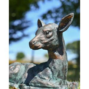 Life Size Sitting Baby Fawn Deer Statue Patina Green Antique Finish For Garden Supplies <b>Hand</b> <b>Cast</b> Technique - Product Image 4