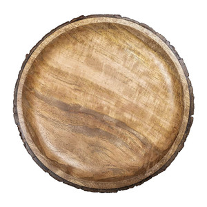 Plateau de service rond en bois de manguier rustique ensemble de 2 assiettes en bois à rebord d'écorce d'arbre en Offre Spéciale Planches de service en bois à grain naturel - Product Image 6