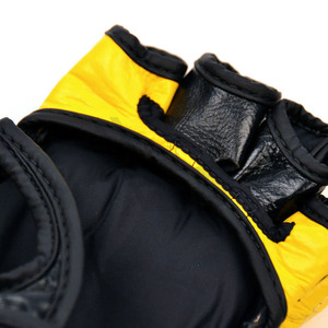 Guantes de MMA de Cuero Vacuno Dorado Profesionales a Precio de Fábrica, Guantes de Entrenamiento de Boxeo de Medio Dedo para Hombre, Talla Grande - Product Image 3