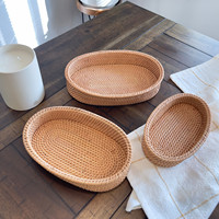 Boîtes de rangement multifonctionnelles en rotin naturel tressé à la main, style bohème, écologiques, personnalisables, finition brillante, pour la maison