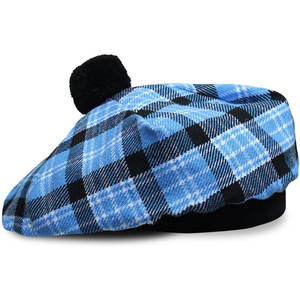 Chapeau écossais en laine personnalisé avec pompon, bonnet en acrylique à motif tartan, vente en gros - Product Image 1