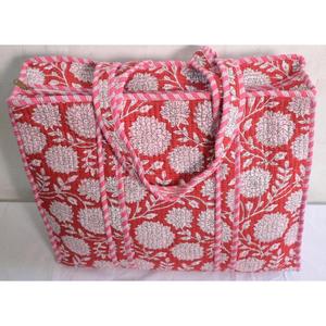 Sac fourre-tout en coton fait main indien, imprimé floral, sac à bandoulière matelassé, sac de shopping bohème pour femmes - Product Image 4