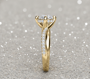 Anillo de compromiso de diamante cultivado en laboratorio Stonewels, engaste de oro de 14K con puntas retorcidas y corte en forma de cometa, certificado para novias - Product Image 3