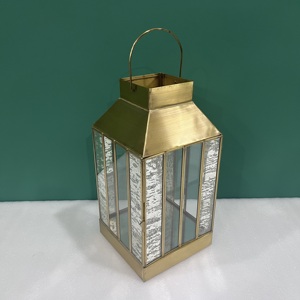 Farol de Latón con Paneles de Vidrio Espejado, Decoración para el Hogar, Portavelas de Metal - Product Image 2