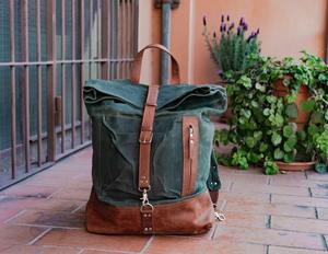 Leather Canvas <b>Backpack</b> for <b>Travel</b> School Laptop <b>Bag</b> Wholesale Bulk OEM Custom Logo Manufacturer LCB-0061 - Product Image 1