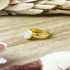 High Demand Boho Moonstone <b>Ring</b> Minimalist Brass Jewelry <b>Ring</b> for Women 18k Gold Plated <b>Dainty</b> Band <b>Ring</b> for Wholesale/OEM/ODM - Product Image 4