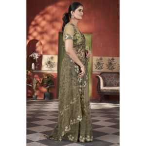 Vestido de fiesta elegante Sari bordado y piedra de diseñador - Product Image 1