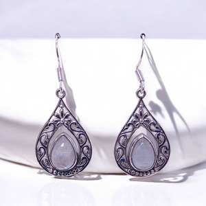 Boucles d'oreilles pendantes en pierres précieuses naturelles multiples, argent sterling 925, fabrication artisanale, prix de gros, bijoux en argent - Product Image 3