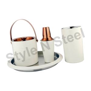 Barman en acier inoxydable blanc avec ensemble de barres ensemble de 4 pièces avec un design unique ensemble de barres en acier inoxydable professionnel outil de barre - Product Image 2