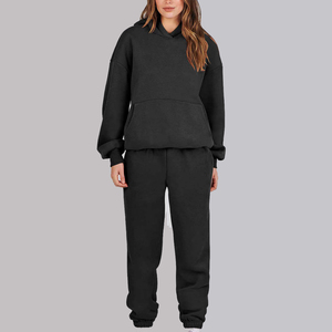 <b>Women</b> Two Piece Tracksuit Sweatsuit Set High Quality Oversized Hoodie and <b>Jogger</b> Set <b>Women</b> <b>Fleece</b> Custom <b>Women's</b> Sets - Product Image 1