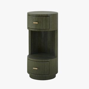 Tall <b>Round</b> Teak Wood Nightstand Unique Timber Side <b>Table</b> for Bedroom - Product Image 1