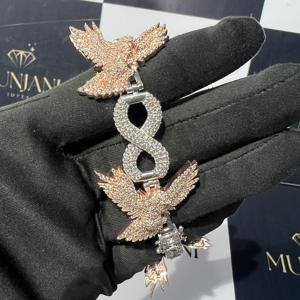 Pulseras de cadena fina chapadas en oro rosa de plata 925 con diamantes IGI certificados estilo hip-hop para hombre - Product Image 1