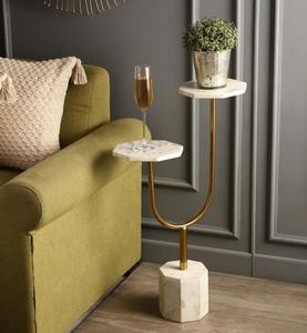 Modern <b>Marble</b> <b>Top</b> <b>Console</b> <b>Table</b> with Gold Metal Base Contemporary Living Room Accent Furniture - Product Image 1