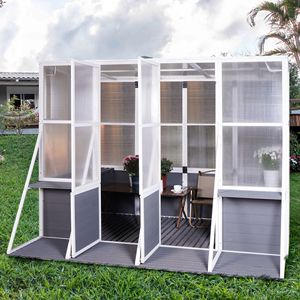 Invernadero de madera resistente tipo Lean-to para exteriores, invernadero grande para verano y invierno, invernadero tipo sala para jardín. - Product Image 1