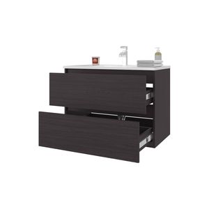Wengue Floating <b>Bathroom</b> <b>Vanity</b> with Two Drawers and Sink Smoot Series - Product Image 5