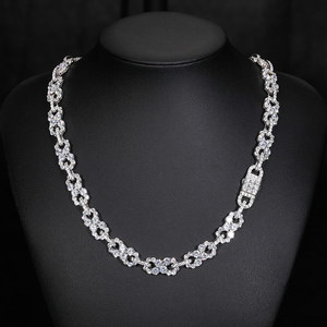 Mens Moissanite 925 Silver Floral <b>Link</b> Necklace Iced Diamond Style Chain Luxury Statement <b>Jewellery</b> For Men Custom Fashion Gifts - Product Image 2