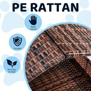 Small Medium Sized Elevated Rattan Dog House Washable Cushion Cover Indoor Outdoor Raised Pet Furniture Wicker Dog Bed Canopy - Product Image 2