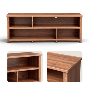 Dark Brown 70.07\" 15.75\" 24.4\" Double Layer TV Stand with <b>Open</b> <b>Storage</b> Shelves Modern Particle Board Entertainment Center - Product Image 2