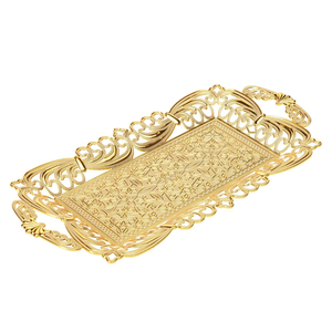 Plateau rond en laiton marocain antique fait main, gravé à la main avec des motifs islamiques, mauresques, géométriques et arabesques, en vente - Product Image 6