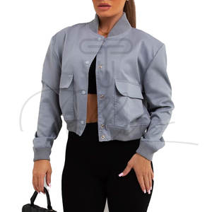 Chaquetas Bomber de Lona para Mujer al por Mayor, Otoño Invierno, Chaqueta Corta a la Moda, Chaqueta Corta Personalizada de Alta Calidad - Product Image 2