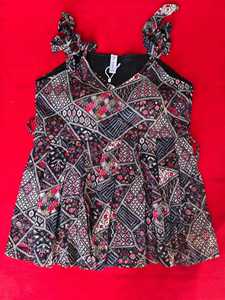 Robe Courte en Coton Col V Sans Manches Coupe Ample Motif Floral pour Femme Tenue Formelle d'Été avec Broderie et Ourlet Cache-cœur - Product Image 5