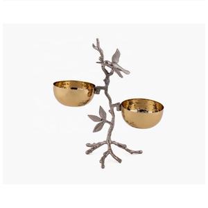 Bol à noix et cacahuètes en acier inoxydable poli or, design artisanal, pour les fêtes, luxe moderne - Product Image 5