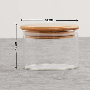 Pot en verre borosilicate transparent de 320 ml avec couvercle en bambou, récipient de stockage hermétique écologique pour la cuisine, à usage multiple - Product Image 4