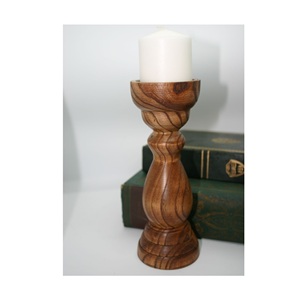 Porte-bougie en bois artisanal de qualité supérieure avec impression typographique, conçu pour Noël et la décoration moderne de la maison - Product Image 5