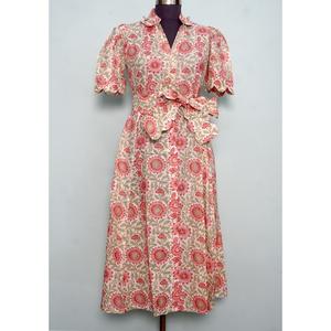 Robes indiennes modernes à imprimé floral, en coton doux et respirant, style kangourou, col en V, fermeture boutonnée, robes écologiques - Product Image 1