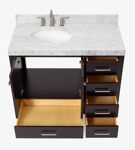 Venta al por mayor: Mueble de baño Abigail de 42 pulgadas con lavabo a la izquierda, solo mueble, 6 opciones de acabado, venta al por mayor, fábrica de Vietnam - Product Image 5