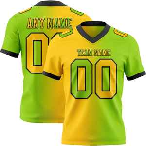 เสื้อฟุตบอลอเมริกันสีเหลืองเขียวพิมพ์ลายเต็มตัว คอวี แขนสั้น สำหรับผู้ชาย ผ้าโพลีเอสเตอร์ระบายอากาศ ชุดทีมแบบดิจิทัล - Product Image 4
