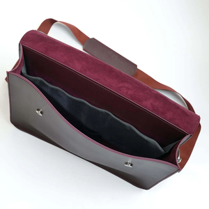 Porte-documents en cuir véritable pour femmes, noir, grande capacité, sac pour ordinateur portable robuste avec étiquette de bagage, logo personnalisé OEM - Product Image 3