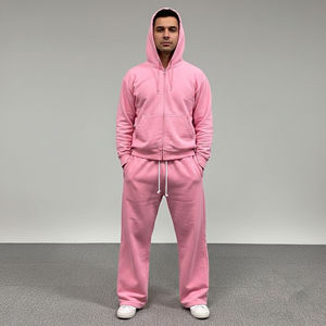 Conjunto Deportivo de 2 Piezas para Hombre, Talla Grande, Invierno, Informal, Color Sólido, con Capucha, Estampado, Transpirable, Cómodo, Estilo Hip Hop - Product Image 3