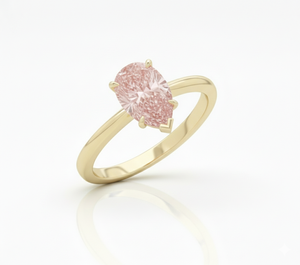 Bague en or jaune 18 carats plaqué or, diamant de laboratoire rose fantaisie taille poire, certifié IGI, solitaire moderne, cadeau de fiançailles et de mariage pour femme - Product Image 5