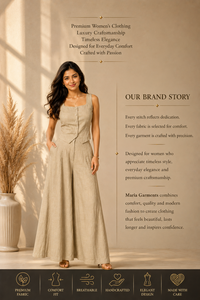 Premium <b>Linen</b>/Cotton Women's Bohemian Loose Fit Luxury Button Vest Regular <b>Top</b> Wide Leg Pants Two Piece Outfit Set - Product Image 2