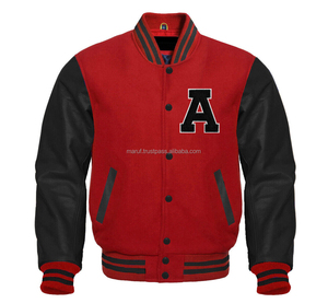 Veste brodée OEM en chenille avec logo personnalisé Veste Letterman Manteau de baseball Streetwear en cuir Varsity Bomber Jacket - Product Image 1
