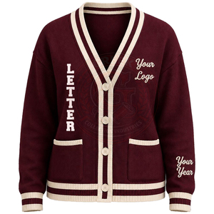 Logotipos griegos personalizados de primera calidad, suéteres tipo cárdigan de punto con cuello en V para mujeres, para hermandades, fraternidades, escuelas, colegios y universidades. - Product Image 1