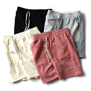 Pantalones cortos deportivos personalizables Vintage French Terry para hombre 100% algodón lavado ácido Jogger High Street sólido cordón Streetwear en blanco - Product Image 4