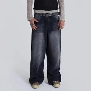 Denim Pants Cotton Baggy Stacked Jeans Men Long Straight Pants Washed Wide Leg <b>Trousers</b> Man Breathable - Product Image 6