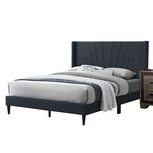 Letto matrimoniale Charcoal con testiera in tessuto di tela, 1 pz, mobili imbottiti per camera da letto, letto imbottito con piattaforma - Product Image 2
