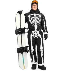 Men's Skeleton Print One Piece <b>Ski</b> Suit Waterproof Windproof Snowboard Jumpsuit Thermal Winter Outdoor Sports Unisex Snow Suit - Product Image 2