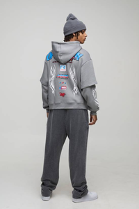 เสื้อฮู้ดซิปแบบเรียบ ไม่มีลาย พิมพ์โลโก้ด้วยระบบดิจิทัล ผ้าย้อมสีพื้น น้ำหนัก 370gsm/430gsm ทรงโอเวอร์ไซส์ สำหรับผู้ชาย เหมาะสำหรับฤดูหนาว - Product Image 2