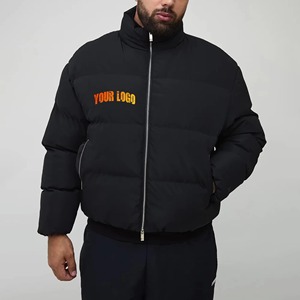 Designer <b>Men's</b> Winter Bomber <b>Jacket</b> Canvas Front Logo Cotton <b>Filled</b> High Street Style - Product Image 3