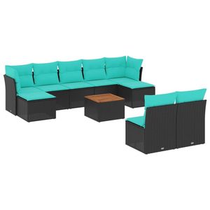 Set Divano da Esterno in Polyrattan Nero 10 Pezzi con Cuscini - Elegante Collezione di Mobili da Giardino - Product Image 2